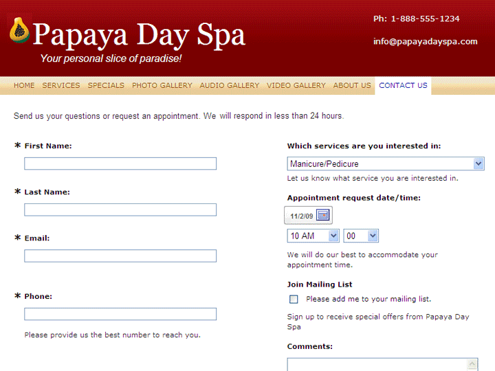 Contact us form