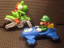 McDonalds 2 Happy Meal Toys Mario Kart - Yoshi on Motorcycle Luigi In Car GUC