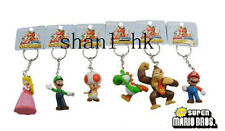 2015 6x Super Mario Luigi Princess Peach Yoshi Toad DK Figure Key Ring Chain Set