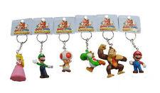 6x Super Mario Luigi Princess Peach Yoshi Toad DK Figure Key Ring Chain Set HotA