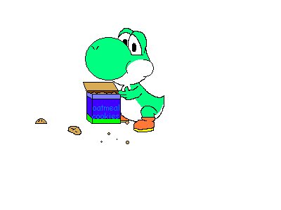 Baby Yoshi eating cookies