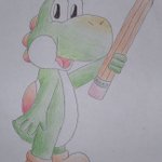 Yoshi with pencil